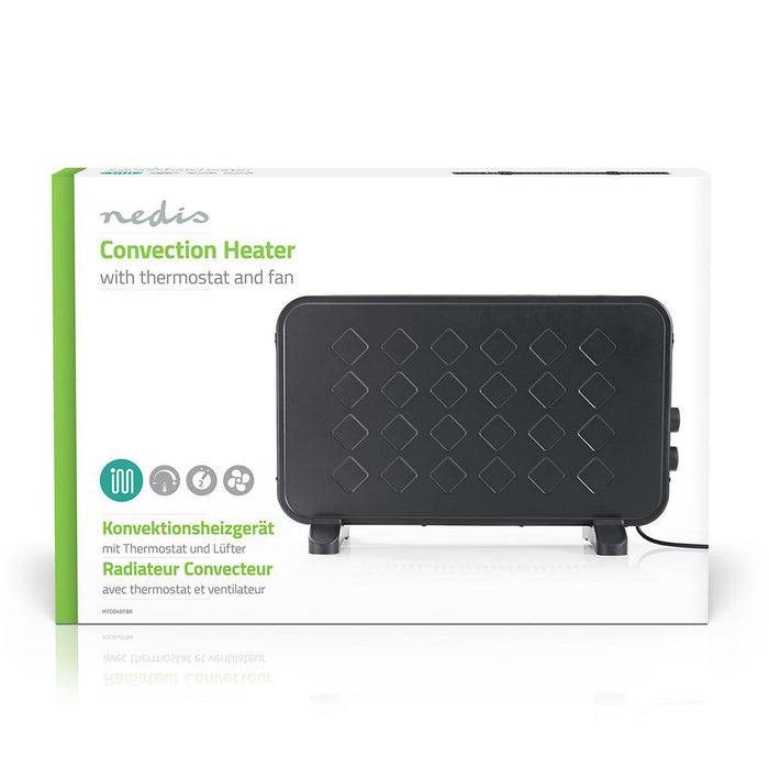 Nedis Convection Heater - 2000 W, 2 Heat Settings, Turbo function, Integrated handle(s) - Black