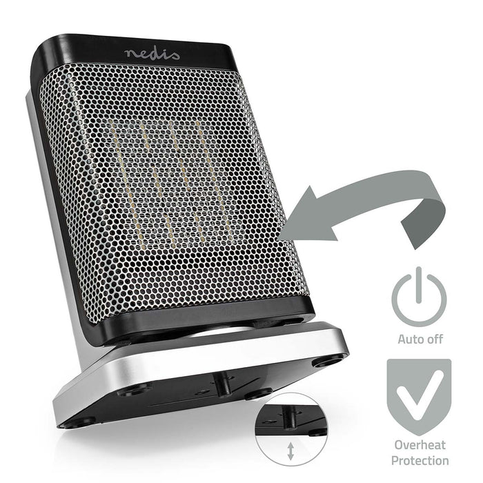 Nedis Ceramic PTC Fan Heater - 1000 / 1500 W, 2 Heat Modes, Adjustable thermostat, Overheating protection - Fall over protection