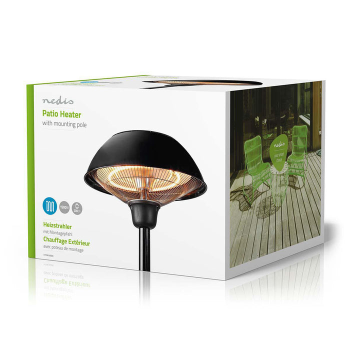 Nedis Patio Heater - 1500 W, 1 Heat Setting, Fall over protection, IP34 - Black