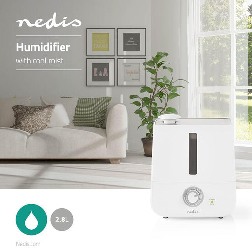 Nedis Air Humidifier - 30 W, With Cool Mist, 2.8 l, Suitable for space up to: 25 m² - Grey / White