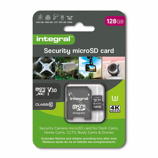 Integral 128 GB Security Camera microSD card for Dash Cams, Home Cams, CCTV, Body Cams & Drones