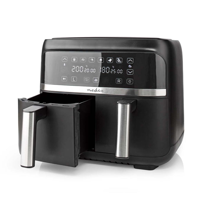 Nedis Hot Air Fryer - 2x3.8 l, Timer: 60 min, Digital, Digital - Black