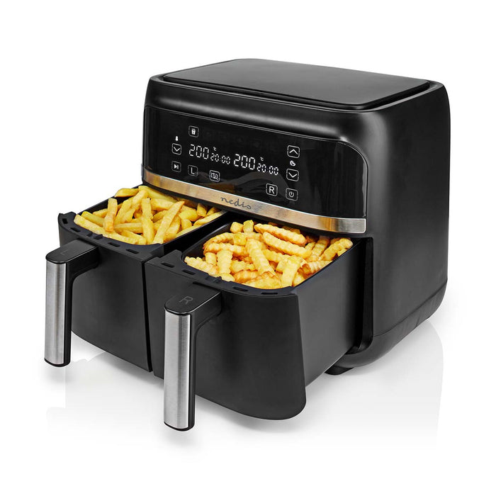 Nedis Hot Air Fryer - 2x3.8 l, Timer: 60 min, Digital, Digital - Black