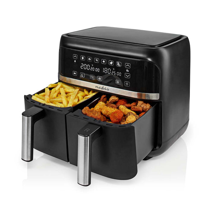 Nedis Hot Air Fryer - 2x3.8 l, Timer: 60 min, Digital, Digital - Black