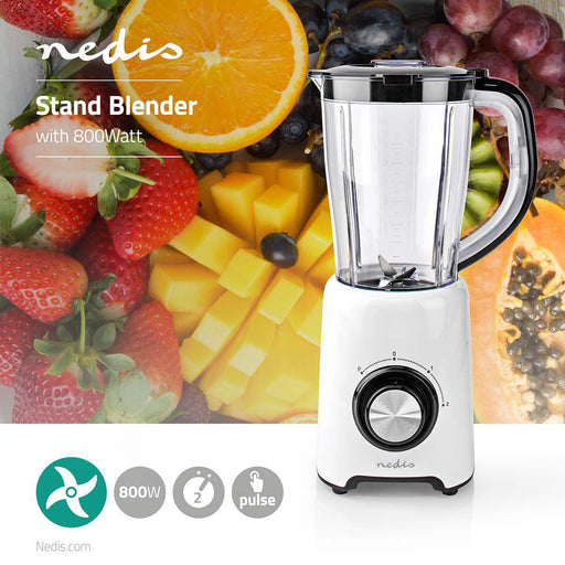 Nedis Stand Blender - 800 W, 1.5 l, Plastic, 2-Speed Setting - Black / White