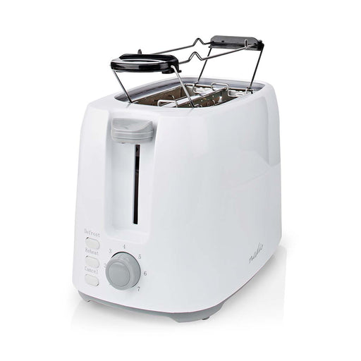 Nedis Toaster - 2 Slots, Browning levels: 7, Defrost feature, Bun rack - White