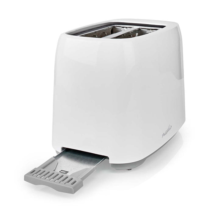 Nedis Toaster - 2 Slots, Browning levels: 7, Defrost feature, Bun rack - White