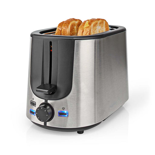 Nedis Toaster - Stainless Steel Series, 2 Slots, Browning levels: 7, Bun rack - Aluminium