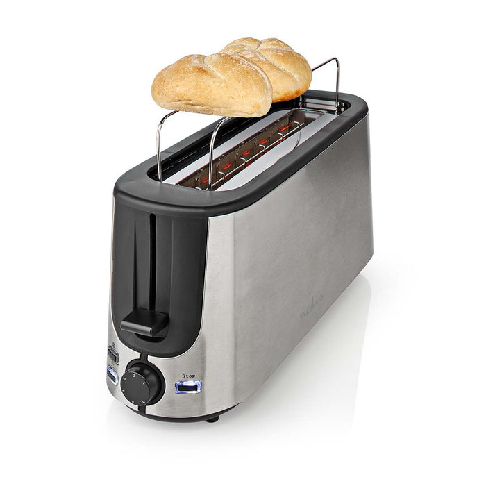 Nedis Toaster - Stainless Steel Series, 1 Slot, Browning levels: 6, Bun rack - Aluminium