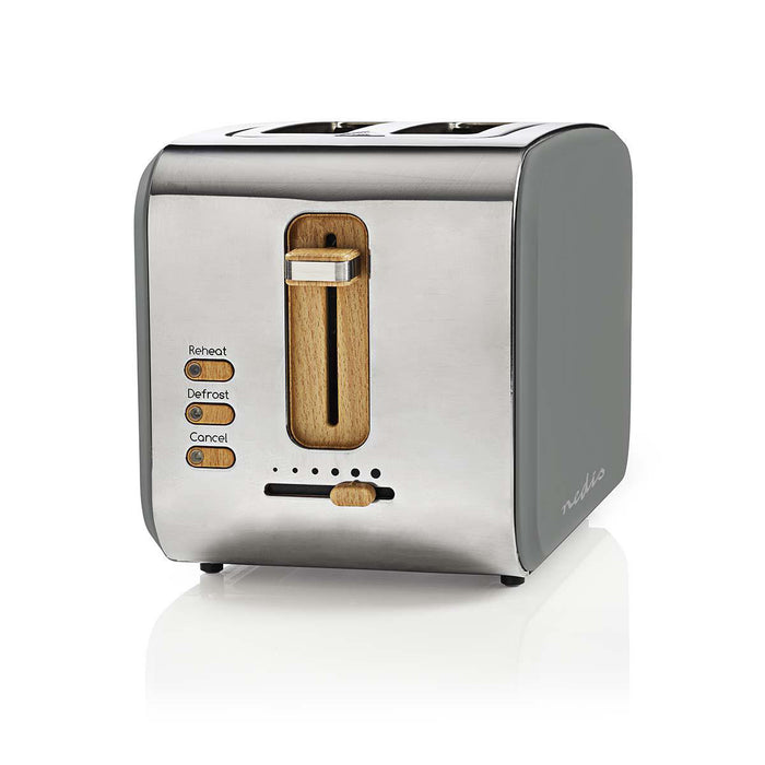 Nedis Toaster - Soft Touch Series, 2 Slots, Browning levels: 6, Defrost feature - Grey