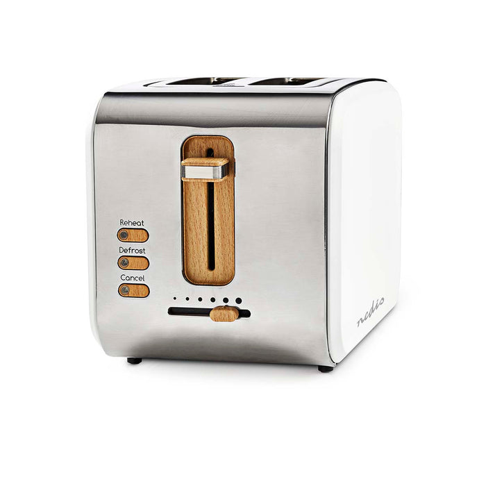 Nedis Toaster - Soft Touch Series, 2 Slots, Browning levels: 6, Defrost feature - White