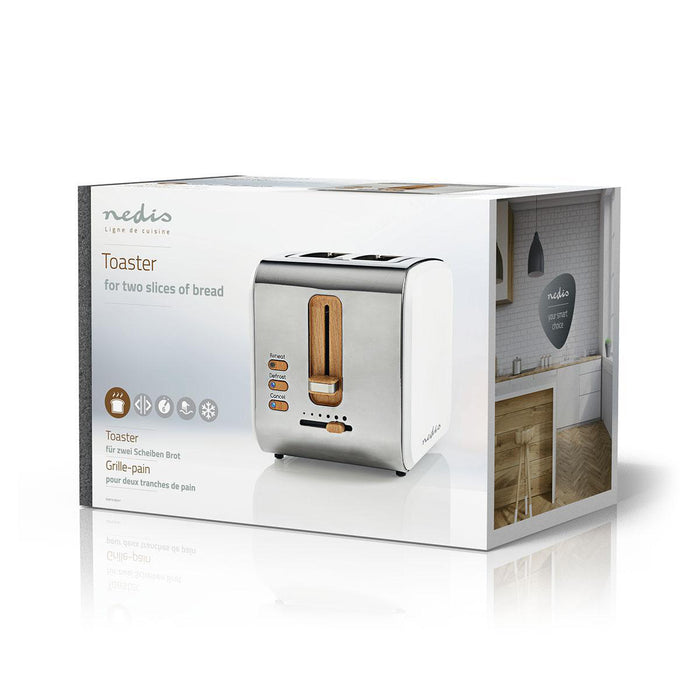 Nedis Toaster - Soft Touch Series, 2 Slots, Browning levels: 6, Defrost feature - White