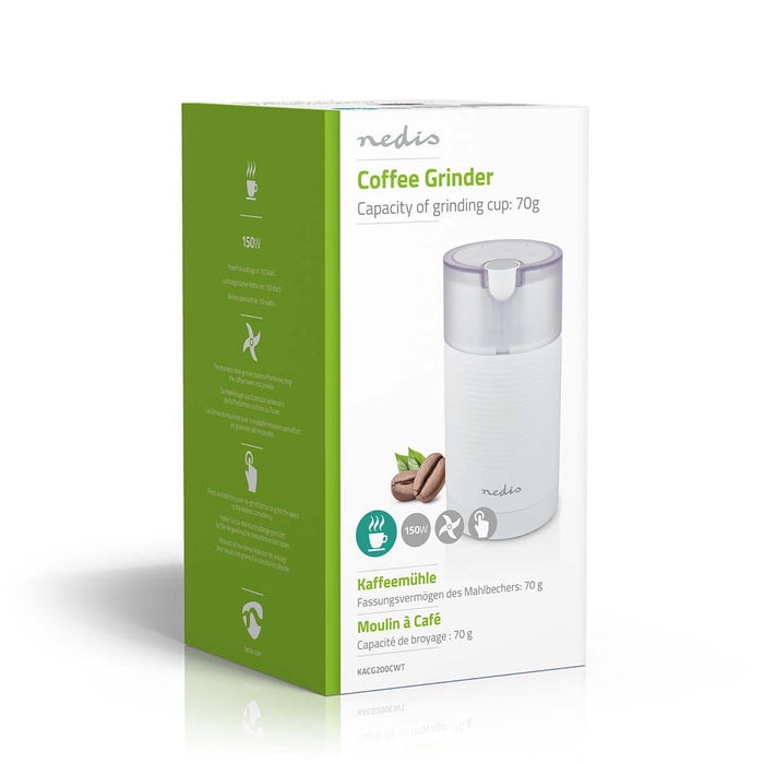 Nedis Coffee Grinder - 70 g - 150 W - White, 