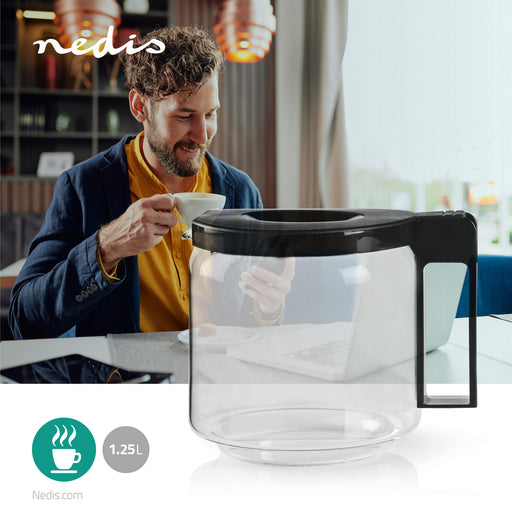 Nedis Glass Coffee Jug - Compatible with: Moccamaster CD / GCS / KBG / Excellent 10SN - 1.25 l - Black, 