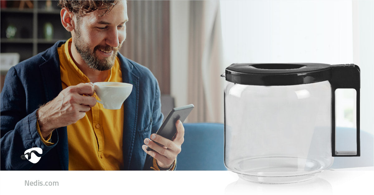 Nedis Glass Coffee Jug - Compatible with: Moccamaster CD / GCS / KBG / Excellent 10SN - 1.25 l - Black, 