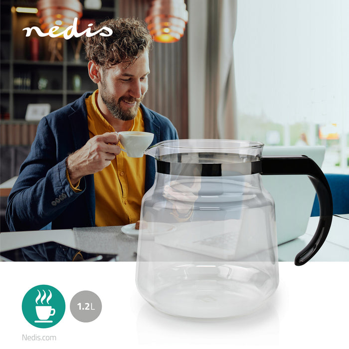 Nedis Glass Coffee Jug - Compatible with: Moccamaster K / KB/ 1 0PL / Excellent 10S - 1.2 l - Black, 