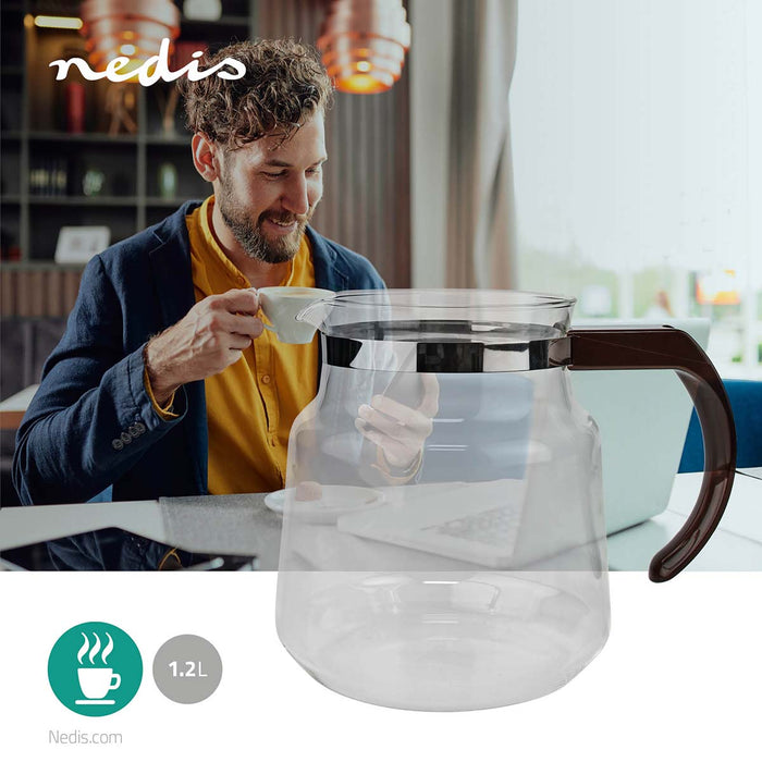 Nedis Glass Coffee Jug - Compatible with: Moccamaster K / KB/ 1 0PL / Excellent 10S - 1.2 l - Brown, 