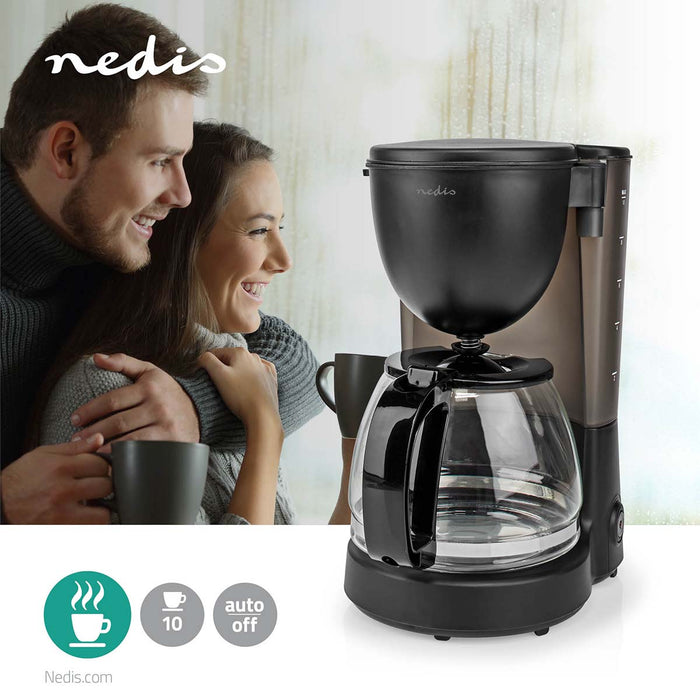 Nedis Coffee Maker - Filter Coffee, 1.25 l, 10 Cups, Keep warm feature - Black