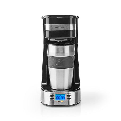 Nedis Coffee Maker - Filter Coffee, 0.4 l, 1 Cups, Switch on timer - Black / Silver