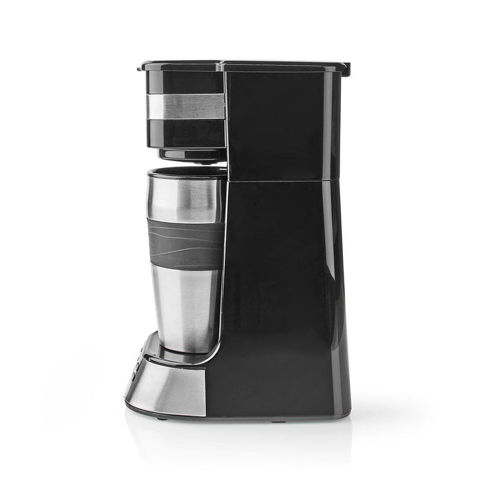 Nedis Coffee Maker - Filter Coffee, 0.4 l, 1 Cups, Switch on timer - Black / Silver