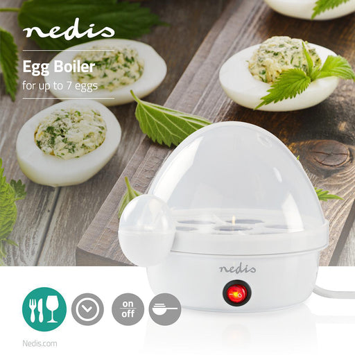 Nedis Egg Boiler - 7 Eggs, Measuring Cup, Warning signal, Auto switch off - White