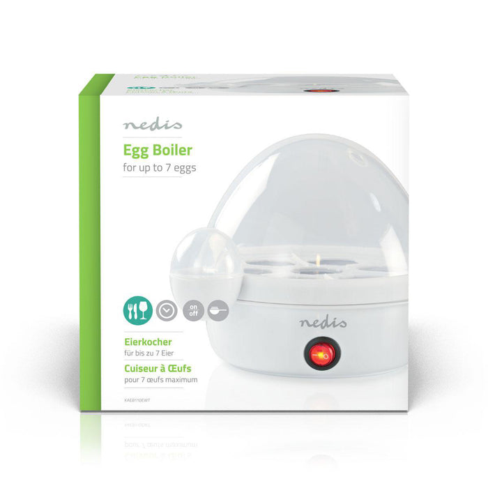 Nedis Egg Boiler - 7 Eggs, Measuring Cup, Warning signal, Auto switch off - White