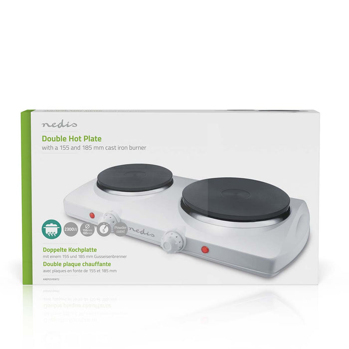 Nedis Electric Cooking Plates - Cooking zones: 2, 2300 W, Overheating protection, Overheating protection - White