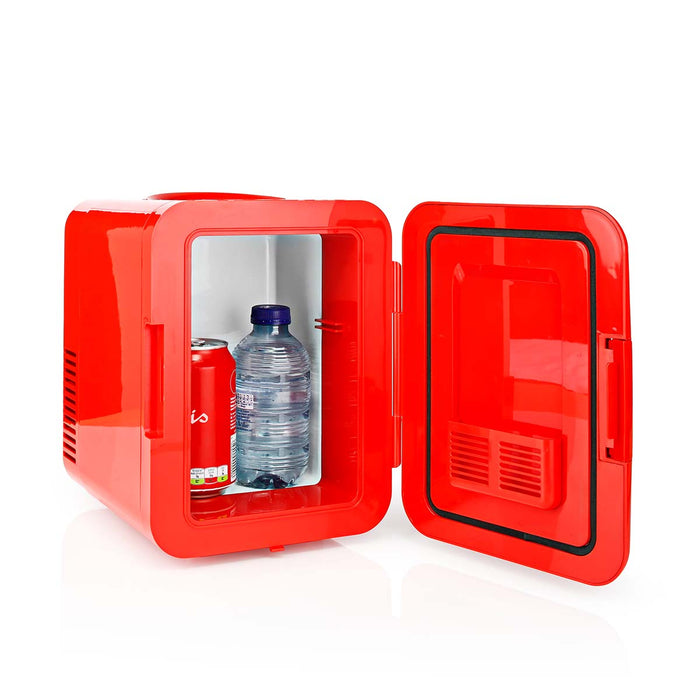 Nedis Portable Mini Fridge - 4 l - 12 V DC / 100 - 240 V AC - Red, 