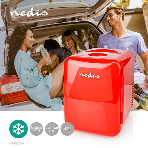 Nedis Portable Mini Fridge - 4 l - 12 V DC / 100 - 240 V AC - Red, 