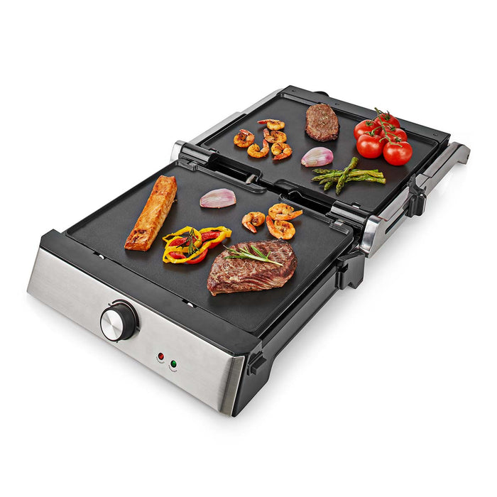 Nedis Contact Grill - 2000 W, 29 x 23 cm, Adjustable temperature control, Adjustable temperature control - Plastic / Stainless Steel