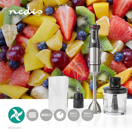 Nedis Hand Blender - 800 W, Speed settings: Variable Speed Control, Chopper, Chopper - Aluminium / Black