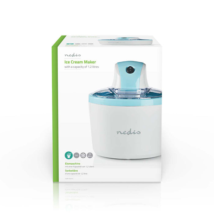 Nedis Ice Cream Maker - 1.2 l - Blue / White - Aluminium / Plastic, 