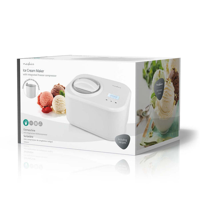 Nedis Ice Cream Maker - 1.0 l - White - Plastic, 