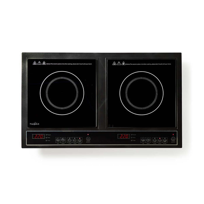 Nedis Induction Cooker - Cooking zones: 2, 3400 W, Overheating protection, Child lock - LCD display