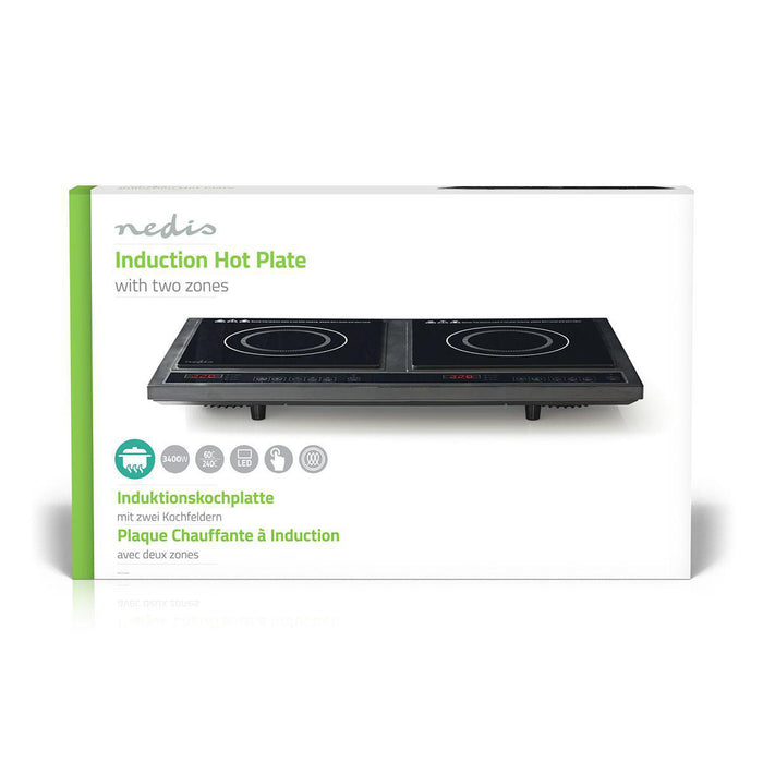 Nedis Induction Cooker - Cooking zones: 2, 3400 W, Overheating protection, Child lock - LCD display