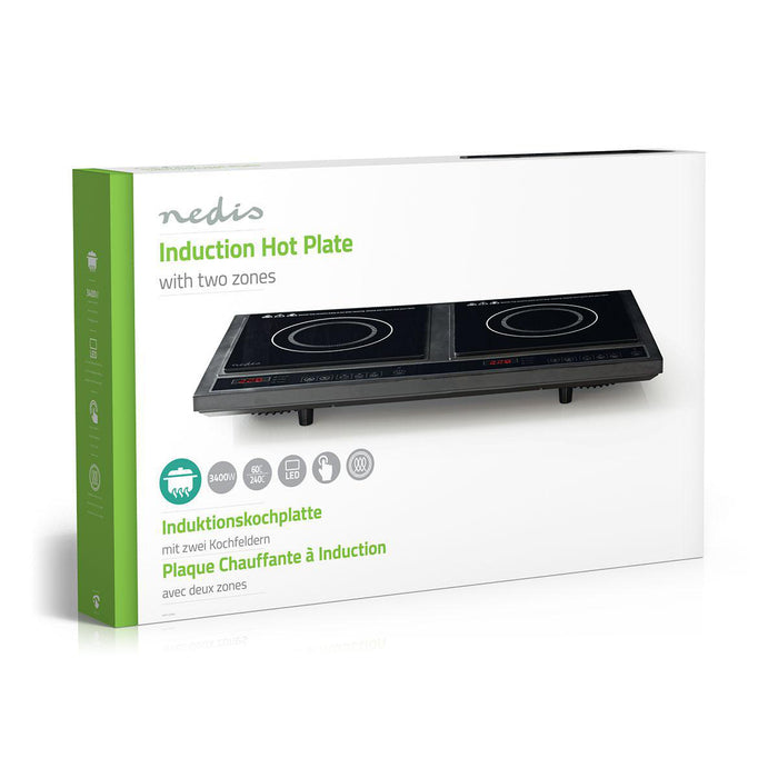 Nedis Induction Cooker - Cooking zones: 2, 3400 W, Overheating protection, Child lock - LCD display