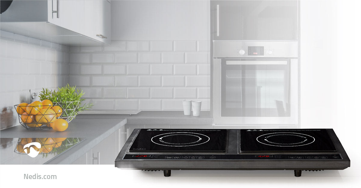 Nedis Induction Cooker - Cooking zones: 2, 3400 W, Overheating protection, Child lock - LCD display