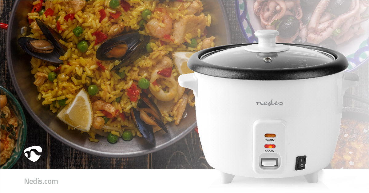 Nedis Rice Cooker - 1.0 l, 400 W, Aluminum Steamer, Removable bowl - Auto shut-off