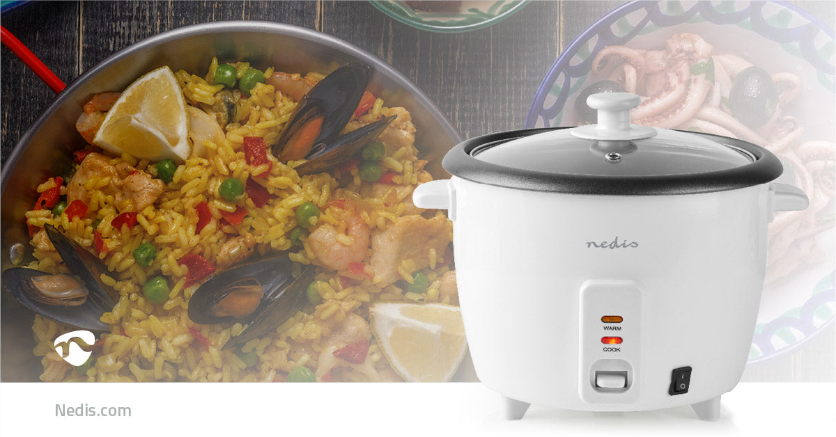 Nedis Rice Cooker - 1.5 l, 500 W, Aluminum Steamer, Removable bowl - Auto shut-off