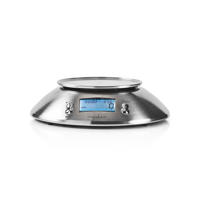 Nedis Kitchen Scales - Digital, Stainless Steel, Timer function, Removable Bowl - Silver