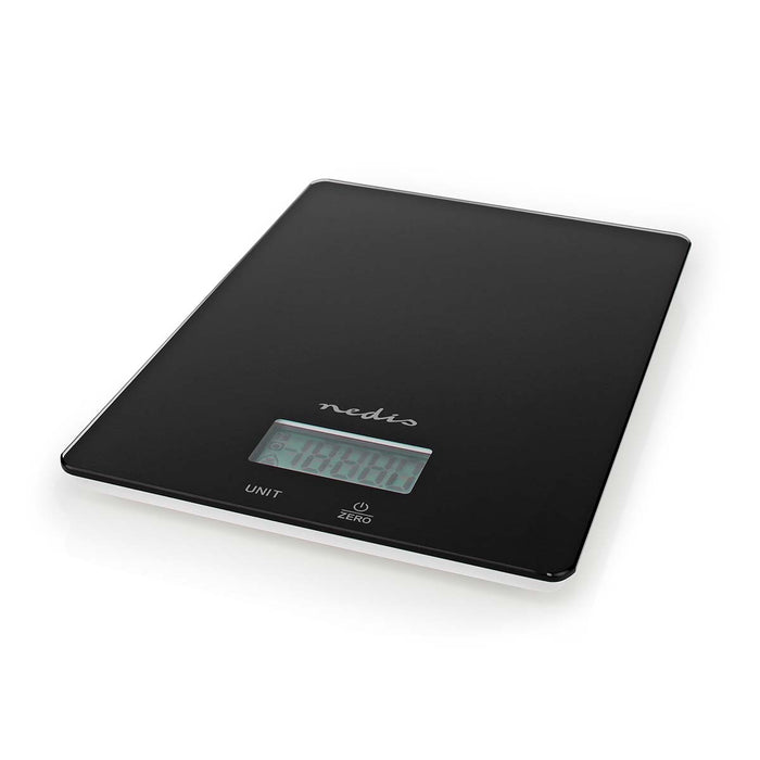 Nedis Kitchen Scales - Digital - Glass / Plastic - Black, 