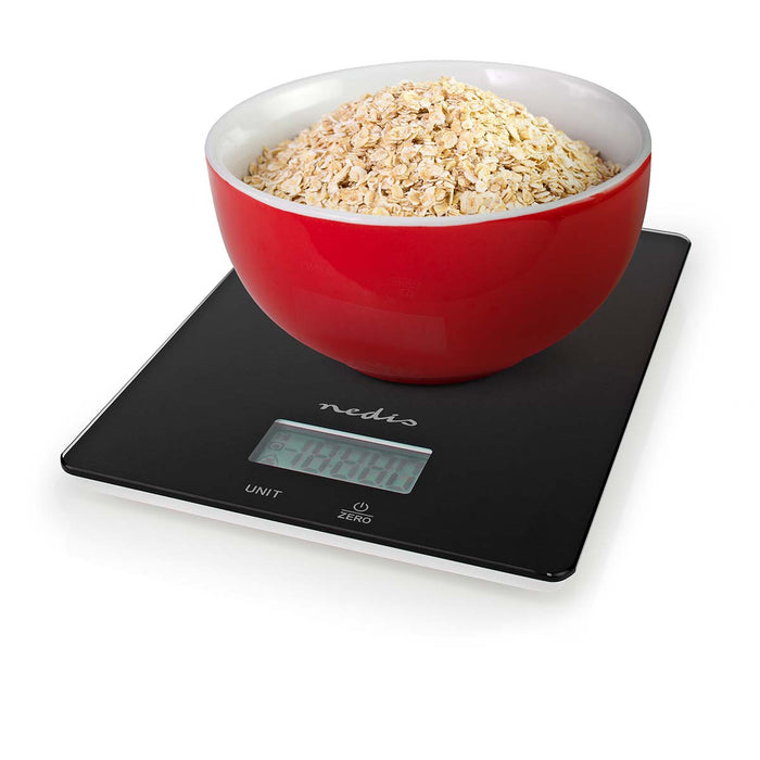 Nedis Kitchen Scales - Digital - Glass / Plastic - Black, 