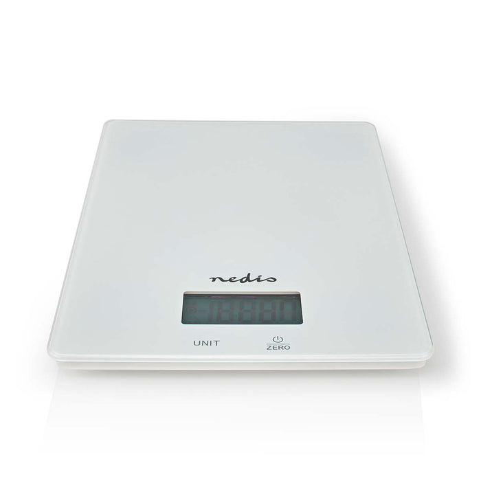 Nedis Kitchen Scales - Digital - Glass / Plastic - White, 