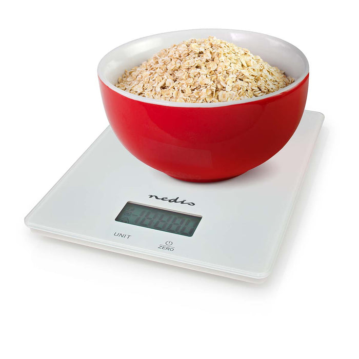 Nedis Kitchen Scales - Digital - Glass / Plastic - White, 