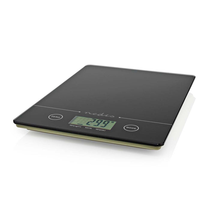 Nedis Kitchen Scales - Digital, Glass / Plastic, CR 2032 Battery, CR 2032 Battery - Black