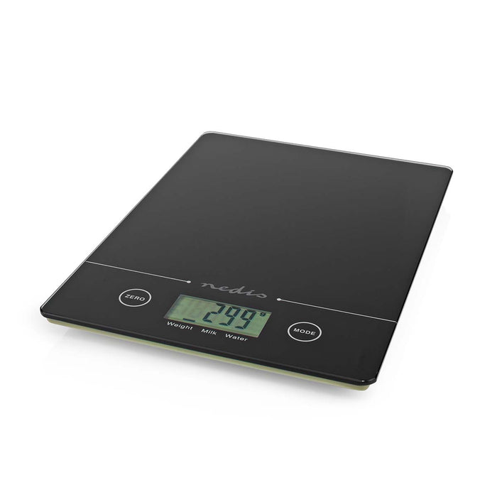 Nedis Kitchen Scales - Digital, Glass / Plastic, CR 2032 Battery, CR 2032 Battery - Black