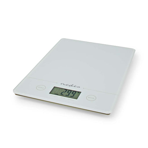 Nedis Kitchen Scales - Digital, Glass / Plastic, CR 2032 Battery, CR 2032 Battery - White