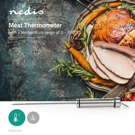 Nedis Meat Thermometer - LCD Display - 0 - 200 °C - Silver, 