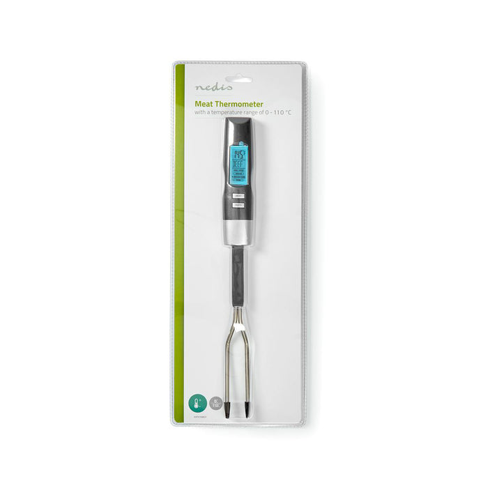 Nedis Meat Thermometer - Temperature settings, LCD Display, 0 - 110 °C, 0 - 110 °C - Black / Silver