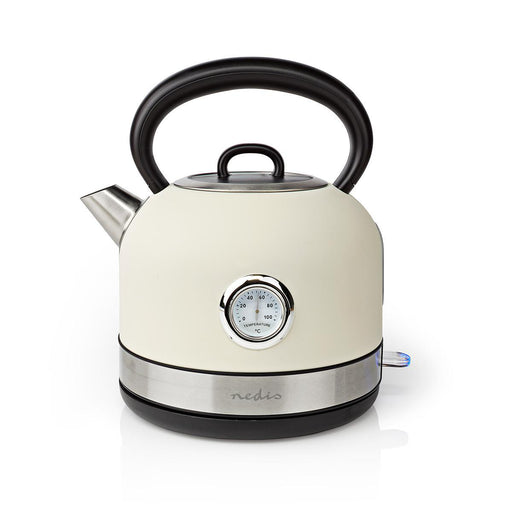 Nedis Electric Kettle - 1.7 l, Stainless Steel, White, Strix® controller - Boil-dry protection